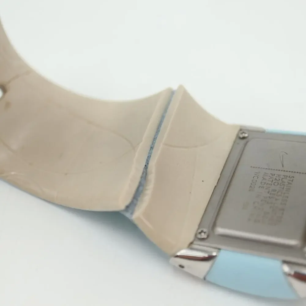 Nike Merge Attract Sport Watch 43mm Silver Blue Tan Band WC0024 w New Battery